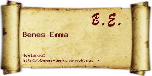 Benes Emma névjegykártya